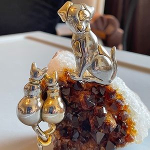 LC Lauren Conrad Dog and Unmarked Cats Two-tone Brooches